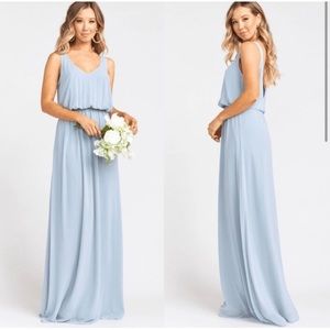 Show me your Mumu Steel Blue Chiffon Maxi Dress